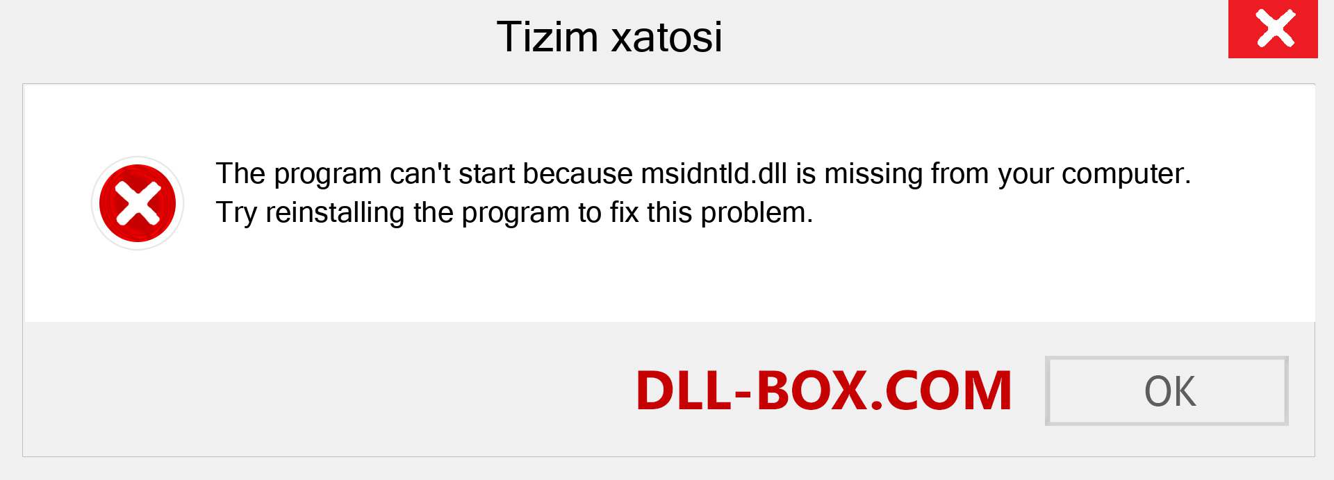 msidntld.dll fayli yo'qolganmi?. Windows 7, 8, 10 uchun yuklab olish - Windowsda msidntld dll etishmayotgan xatoni tuzating, rasmlar, rasmlar